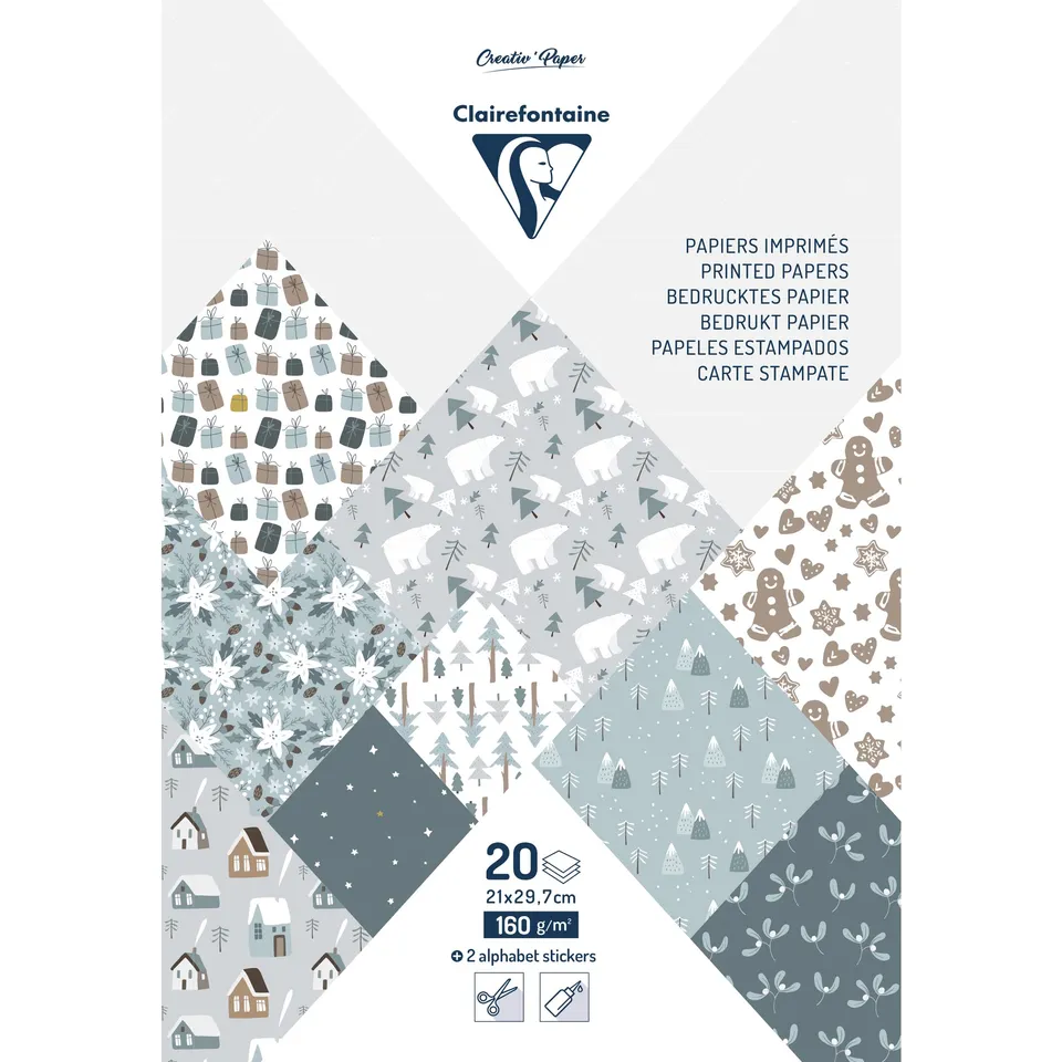 clairefontaine-polarweihnacht-bastelblock-din-a4-200-g-20-blatt-mit-stickern image 1