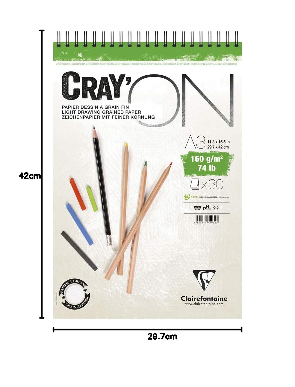 clairefontaine-975032c-zeichenblock-cray-on-din-a3-160-g-extra-wei-30-blatt-spir image 4