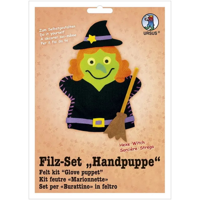 ursus-39560010-filzset-handpuppe-hexe-ca-20-cm-zum-n-hen-und-basteln image 1