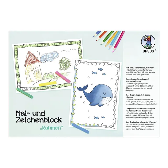 ursus-4909200f-mal-zeichenblock-rahmen-din-a5-ausmal-block-18-seiten-220-g-m image 1