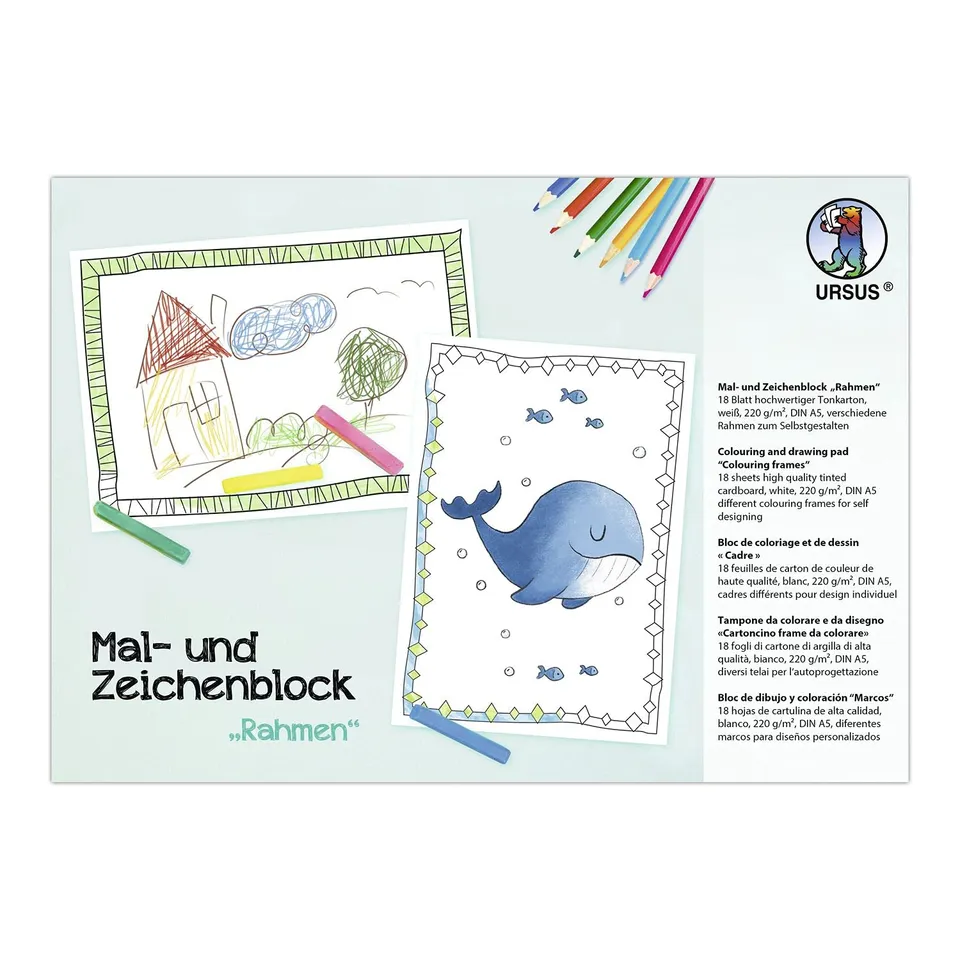 ursus-4909200f-mal-zeichenblock-rahmen-din-a5-ausmal-block-18-seiten-220-g-m image 1