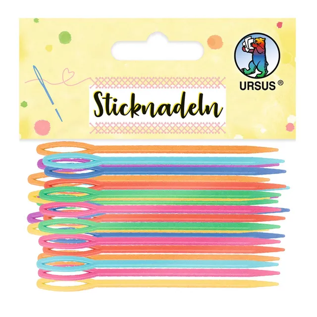ursus-56020099-sticknadeln-32-kunststoff-nadeln-in-8-farben-6-7-cm image 1