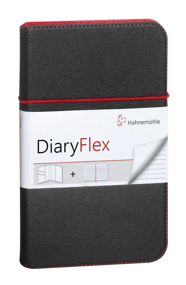 hahnem-hle-diary-flex-notizbuch-liniert-11-5x19cm-nachf-llbar-schwarz image 1