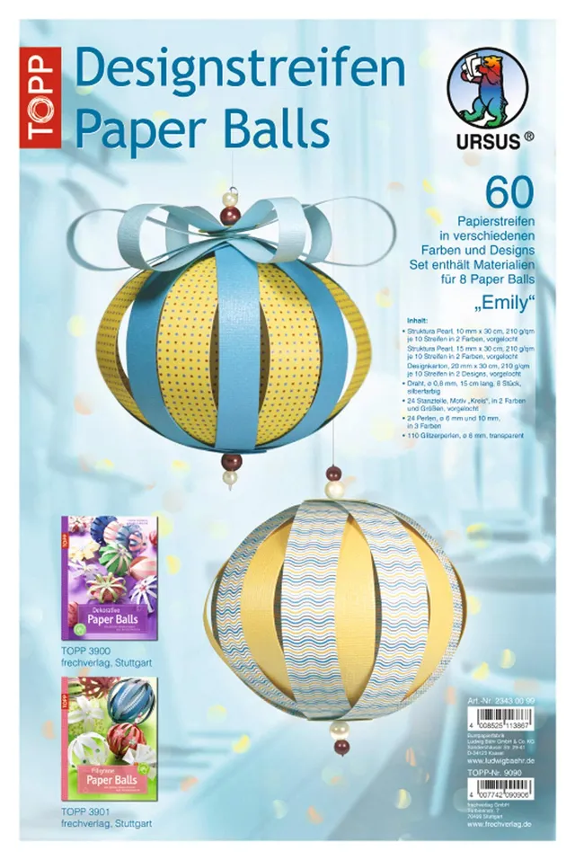 ursus-23430099-designstreifen-paper-balls-emily-f-r-8-kugeln-10-cm image 1