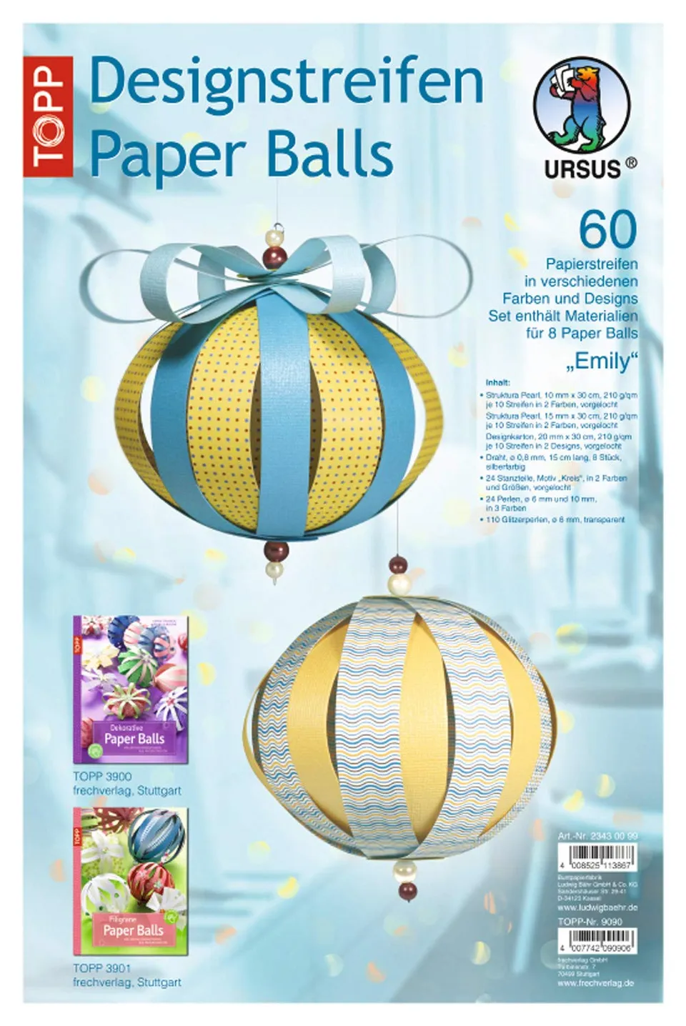 ursus-23430099-designstreifen-paper-balls-emily-f-r-8-kugeln-10-cm image 1