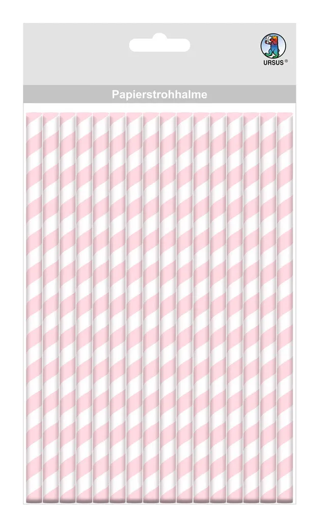 ursus-56750004-papierstrohhalme-mit-streifen-rosa-gr-e-s-24-st-ck image 1