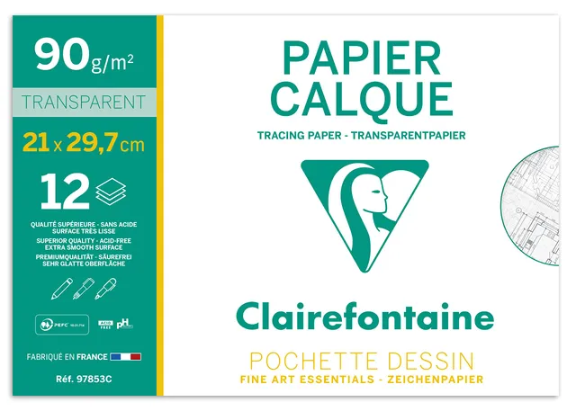 clairefontaine-transparentpapier-mappe-din-a4-90g-12-bogen image 1