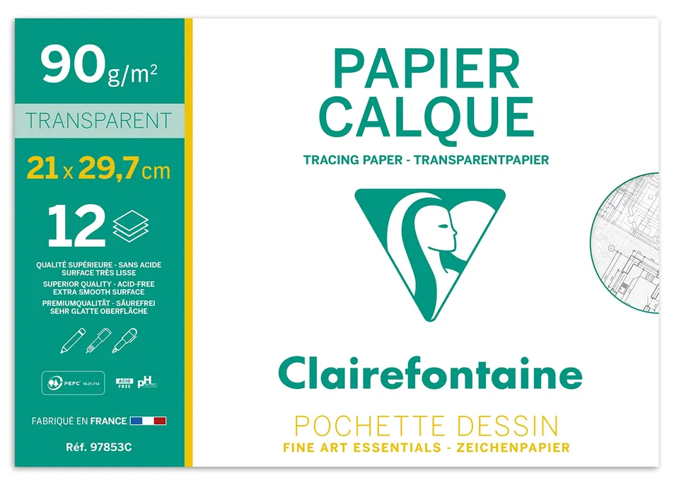 clairefontaine-transparentpapier-mappe-din-a4-90g-12-bogen image 1