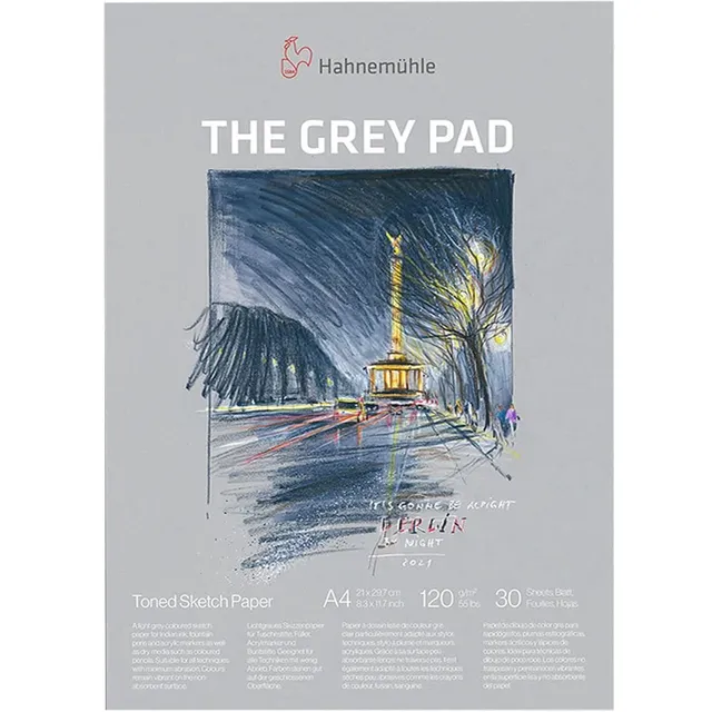 hahnem-hle-the-grey-pad-skizzenblock-a4-120-g-m-30-blatt-grau image 1