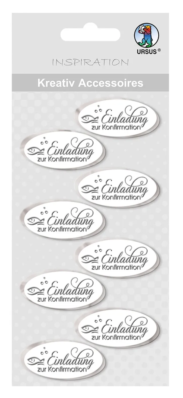 ursus-564000321f-kreativ-accessoires-einladung-zur-konfirmation-8-st-ck-wei-silb image 1