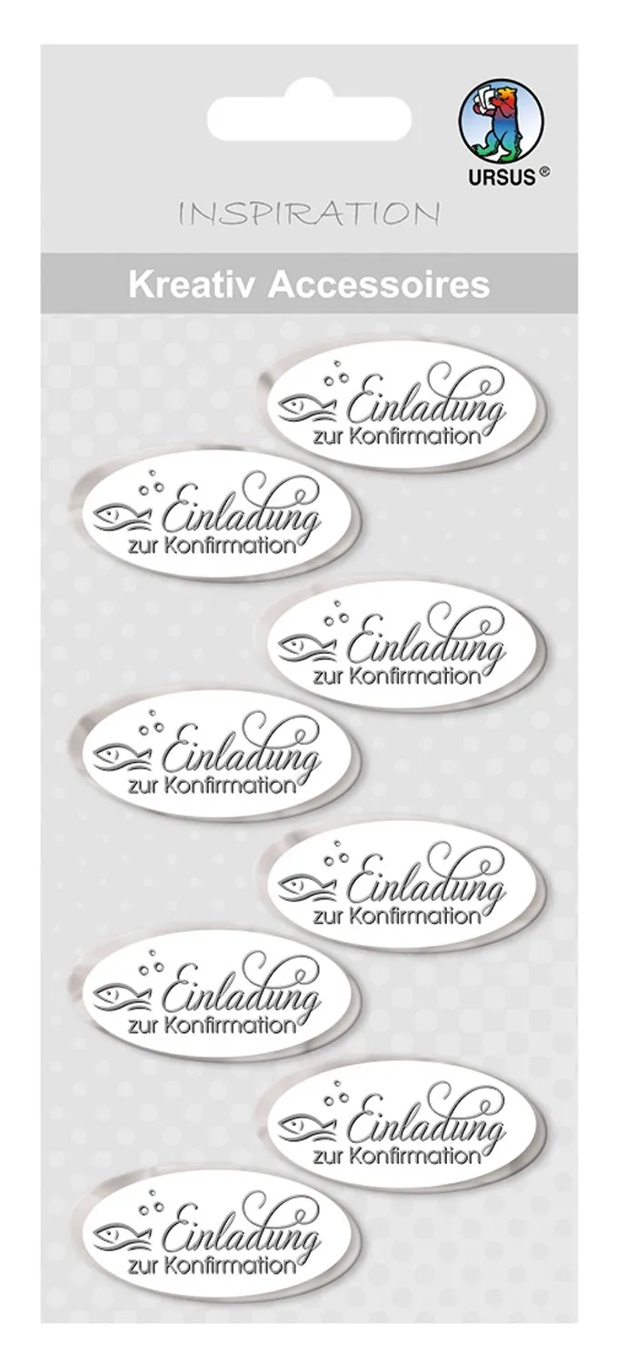 ursus-564000321f-kreativ-accessoires-einladung-zur-konfirmation-8-st-ck-wei-silb image 1