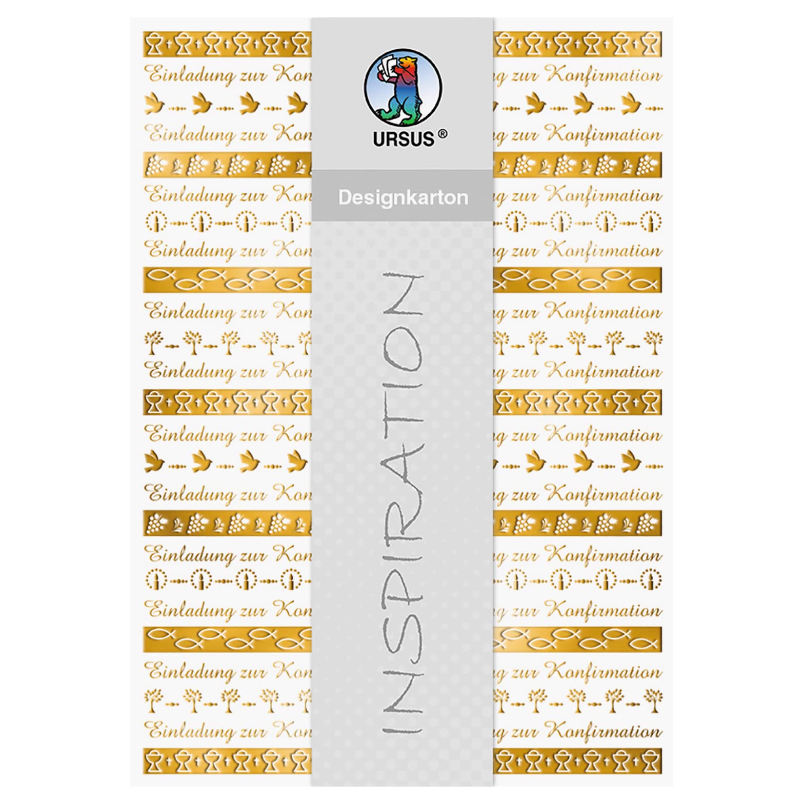 ursus-60824601-designkarton-bord-ren-konfirmation-din-a4-200-g-qm-5-blatt-goldve image 1