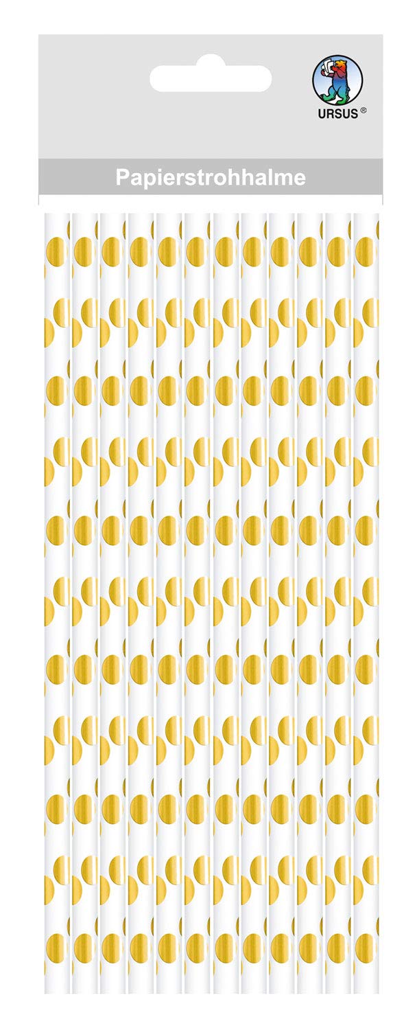 ursus-papierstrohhalme-punkte-gold-gr-e-s-19-5-cm-24-st-ck image 1
