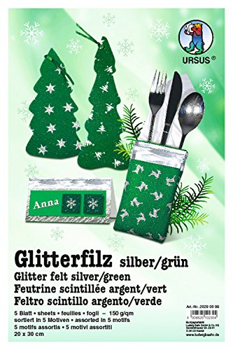 ursus-20290099-glitter-filz-silber-gr-n-20-x-30-cm-150-g-qm-5-bogen image 4