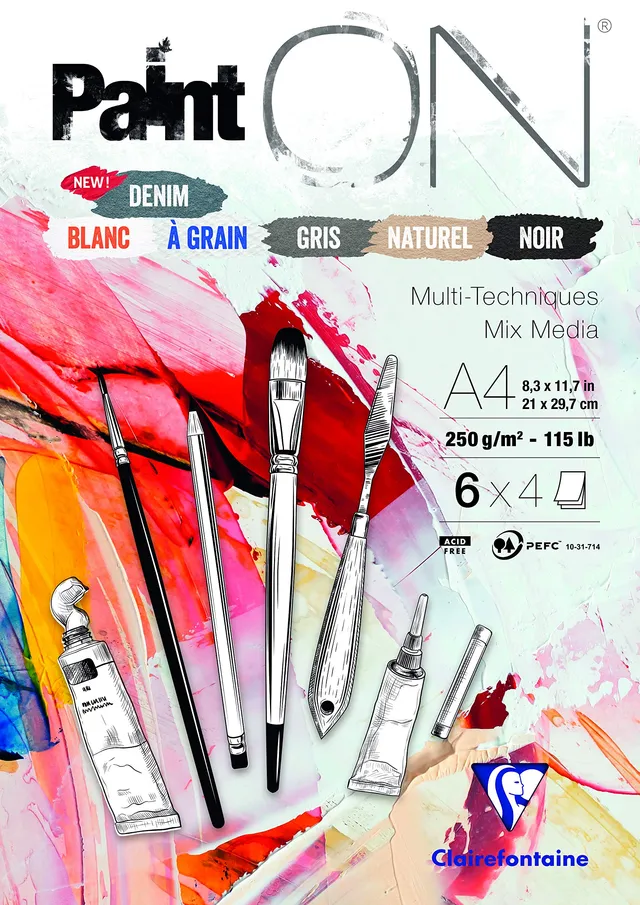 clairefontaine-painton-975410c-zeichenblock-a4-21-x-29-7-cm-250g-24-blatt-6-farb image 1