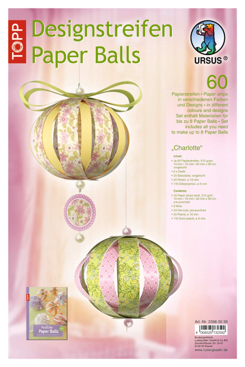 ursus-23560099-designstreifen-paper-balls-charlotte-bastelset-f-r-8-weihnachtsku image 1