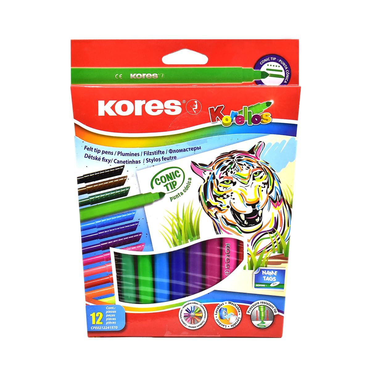 kores-korellos-filzstifte-konische-spitze-waschbar-12-farben image 1