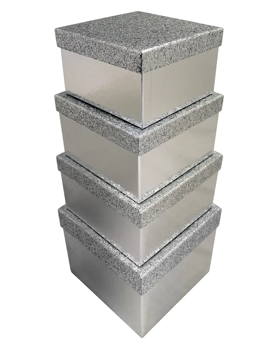 clairefontaine-x-31049-bxc-geschenkboxen-quadratisch-4-teilig-silber-glitter image 1