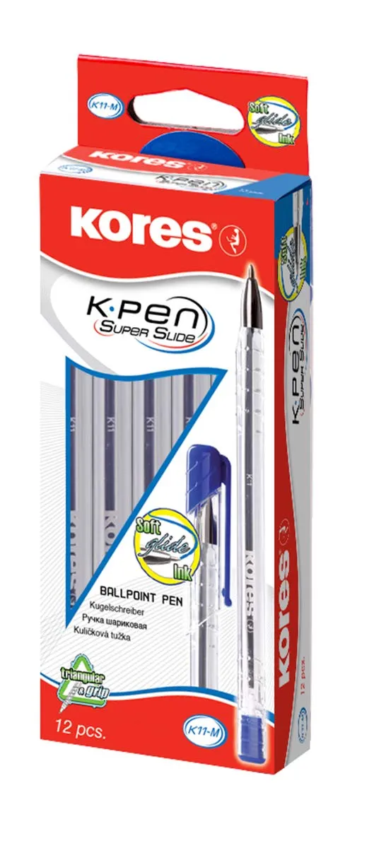 kores-k-pen-super-slide-k11-kugelschreiber-blau-12-st-ck-h-ngebox image 1