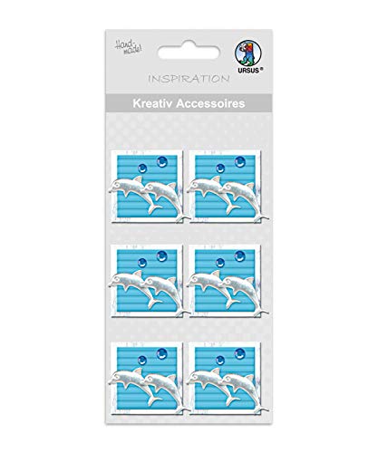 ursus-564000119-kreativ-accessoires-delfine-silber-blau-6-st-ck-selbstklebend image 2