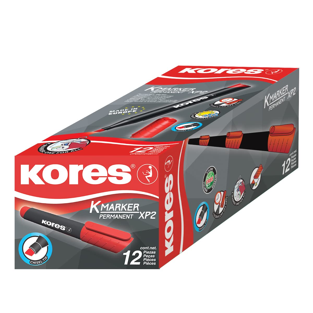 kores-k-marker-xp2-permanent-marker-rot-keilspitze-12-st-ck image 3