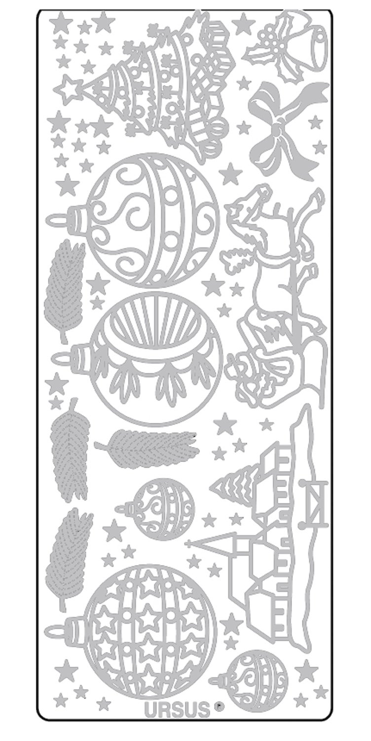 ursus-59310063-kreativ-sticker-weihnachten-2-silber-5-blatt-selbstklebend-10-x-2 image 1