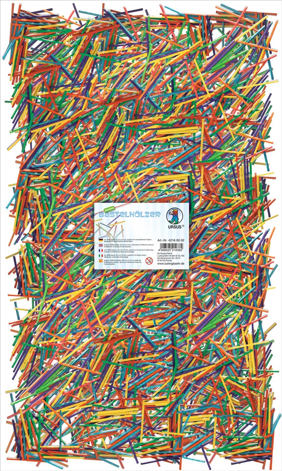 ursus-bastelh-lzer-intensivfarben-ca-5000-st-ck-4-2-x-0-2-x-0-2-cm-streichholzfo image 1