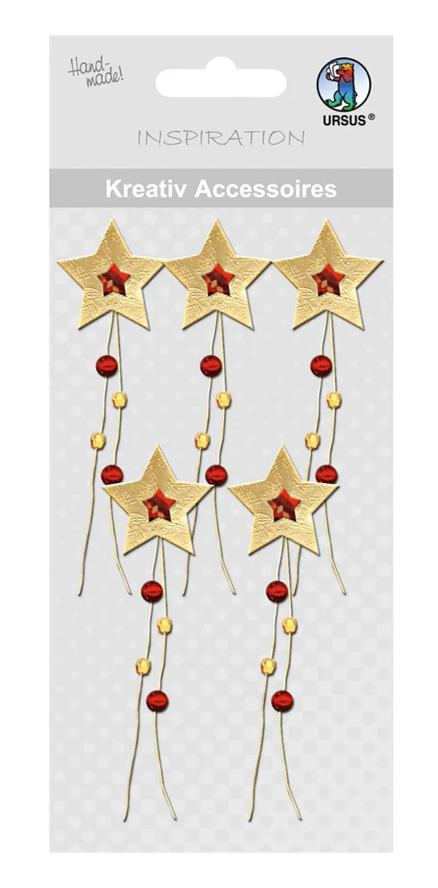 ursus-56400073-kreativ-accessoires-sterne-gold-rot-sticker-set image 1