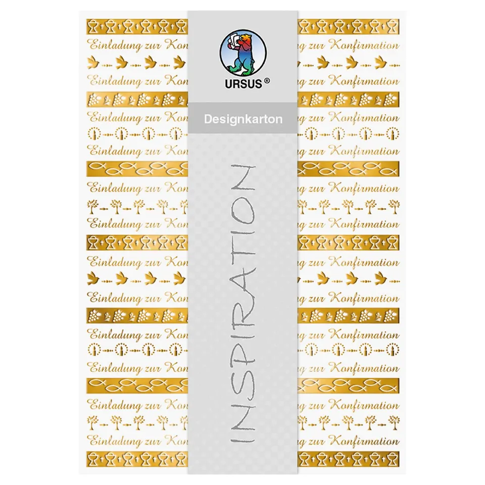 ursus-60824601-designkarton-bord-ren-konfirmation-din-a4-200-g-qm-5-blatt-goldve image 1