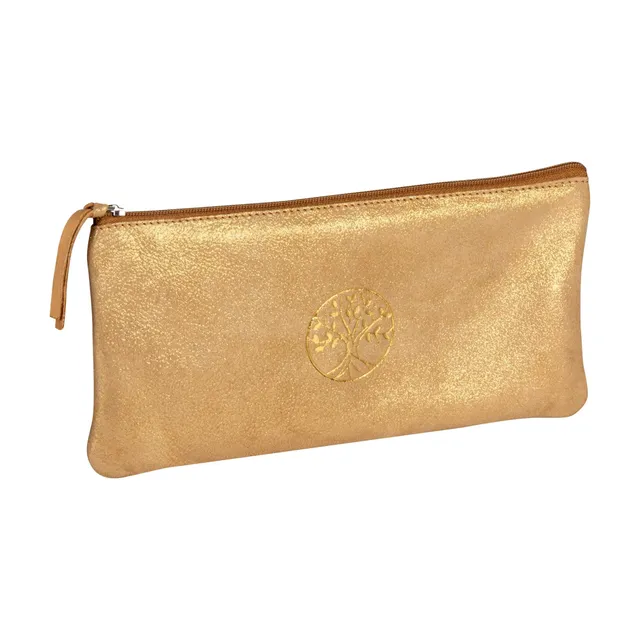 clairefontaine-inspire-116289c-schlamperm-ppchen-leder-22x11-cm-gold-baum-stanzu image 1