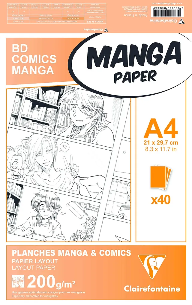 clairefontaine-94044c-manga-etui-bd-comic-zeichenpapier-din-a4-40-blatt-200-g image 1