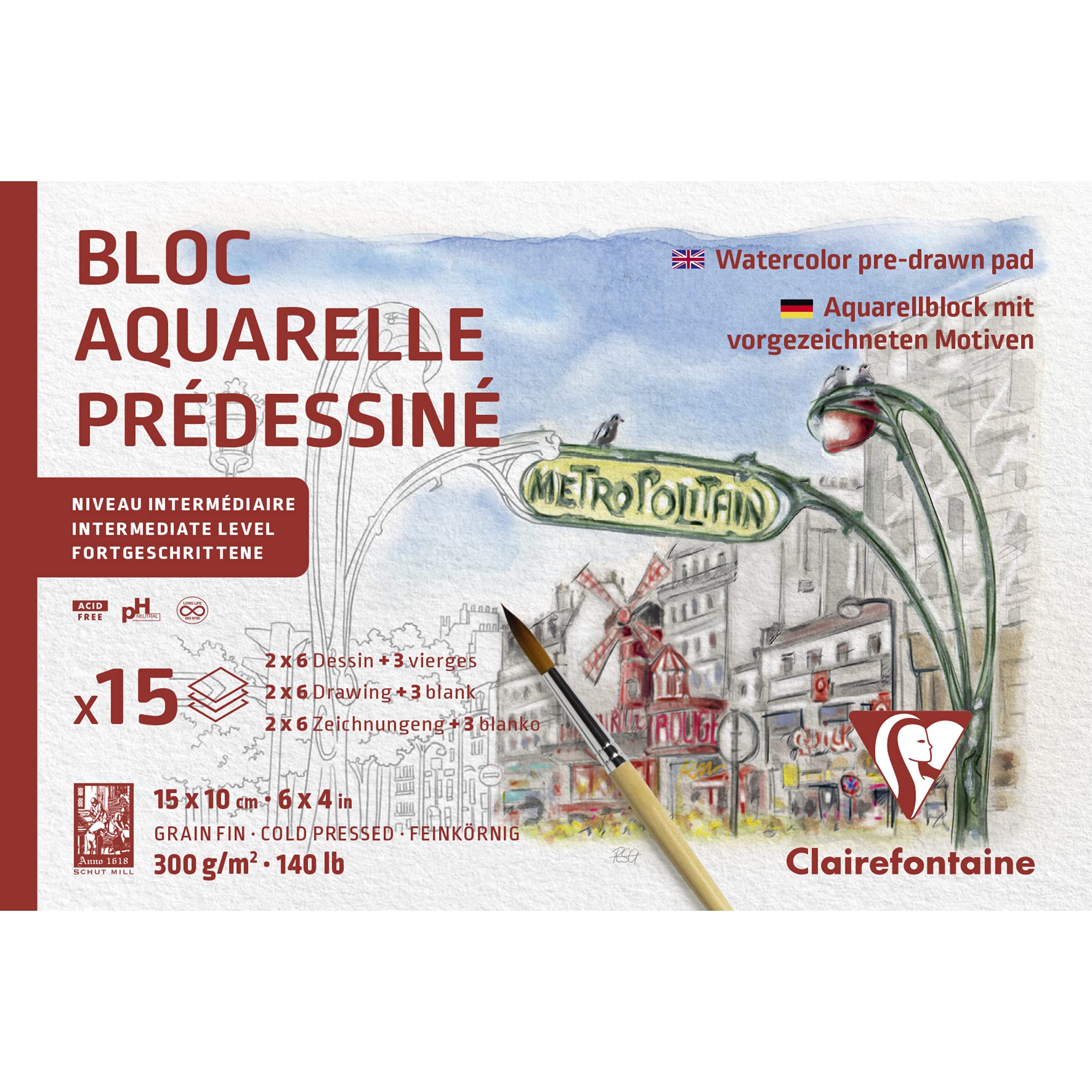clairefontaine-975725c-aquarellblock-30x40-cm-300g-tiere-mit-vorgezeichneten-mot image 6