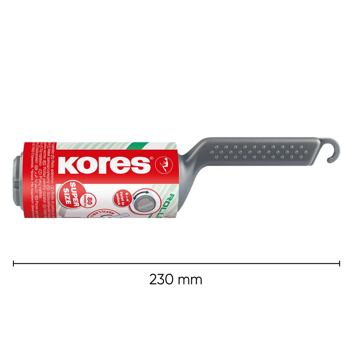 kores-fusselroller-mit-griff-80-blatt-nachf-llbar-rot-32401 image 3