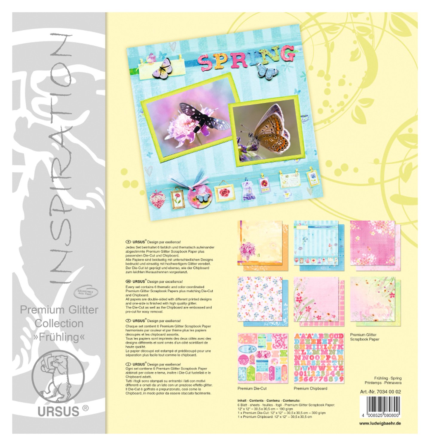 ursus-premium-glitter-collection-fr-hling-scrapbook-set-30-5x30-5-cm image 1