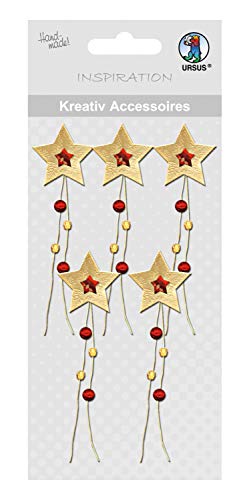 ursus-56400073-kreativ-accessoires-sterne-gold-rot-sticker-set image 3