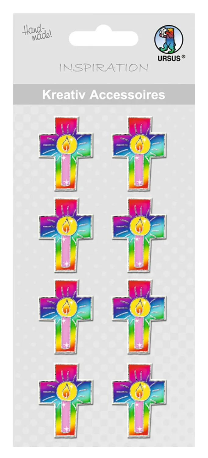 ursus-564000270-kreativ-accessoires-buntes-kreuz-8-st-ck-selbstklebend image 1
