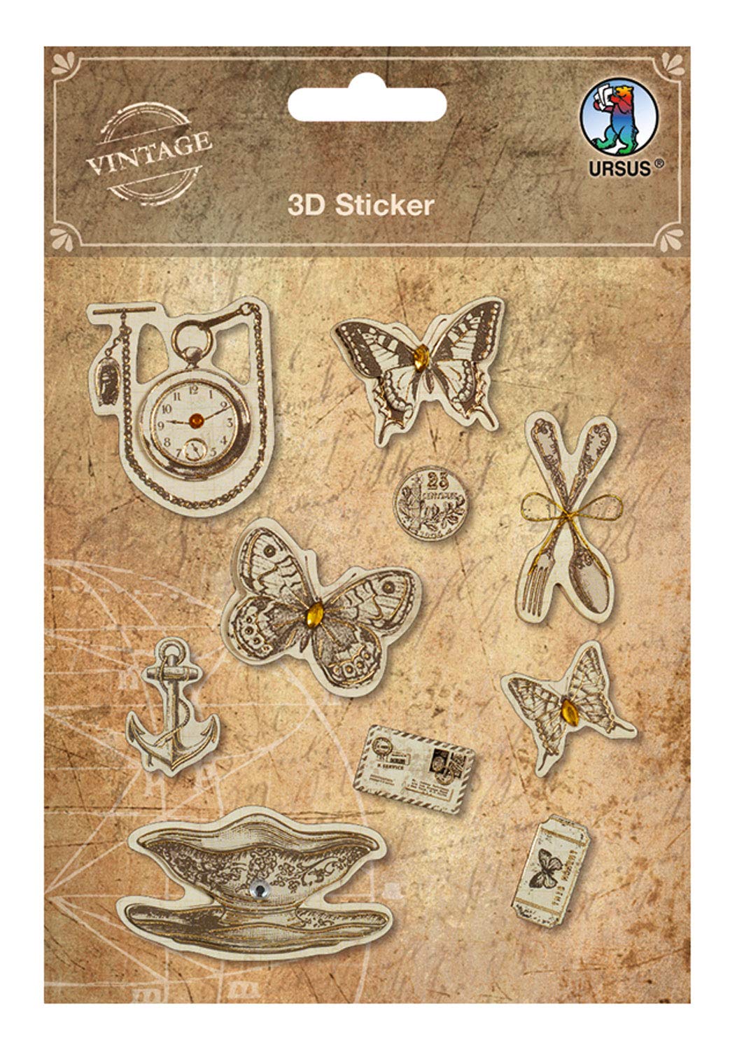 ursus-40540003-3d-sticker-butterfly-vintage-selbstklebend image 1