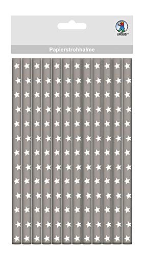 ursus-56770040-papierstrohhalme-sterne-grau-l-19-5-cm-12-st-ck image 2