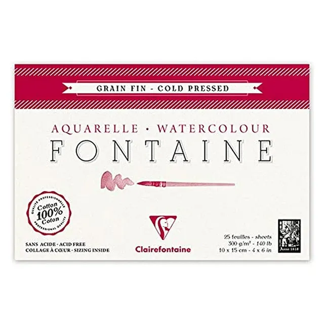 clairefontaine-96436c-fontaine-malblock-aquarell-10x15-cm-25-blatt-300g-feink-rn image 1