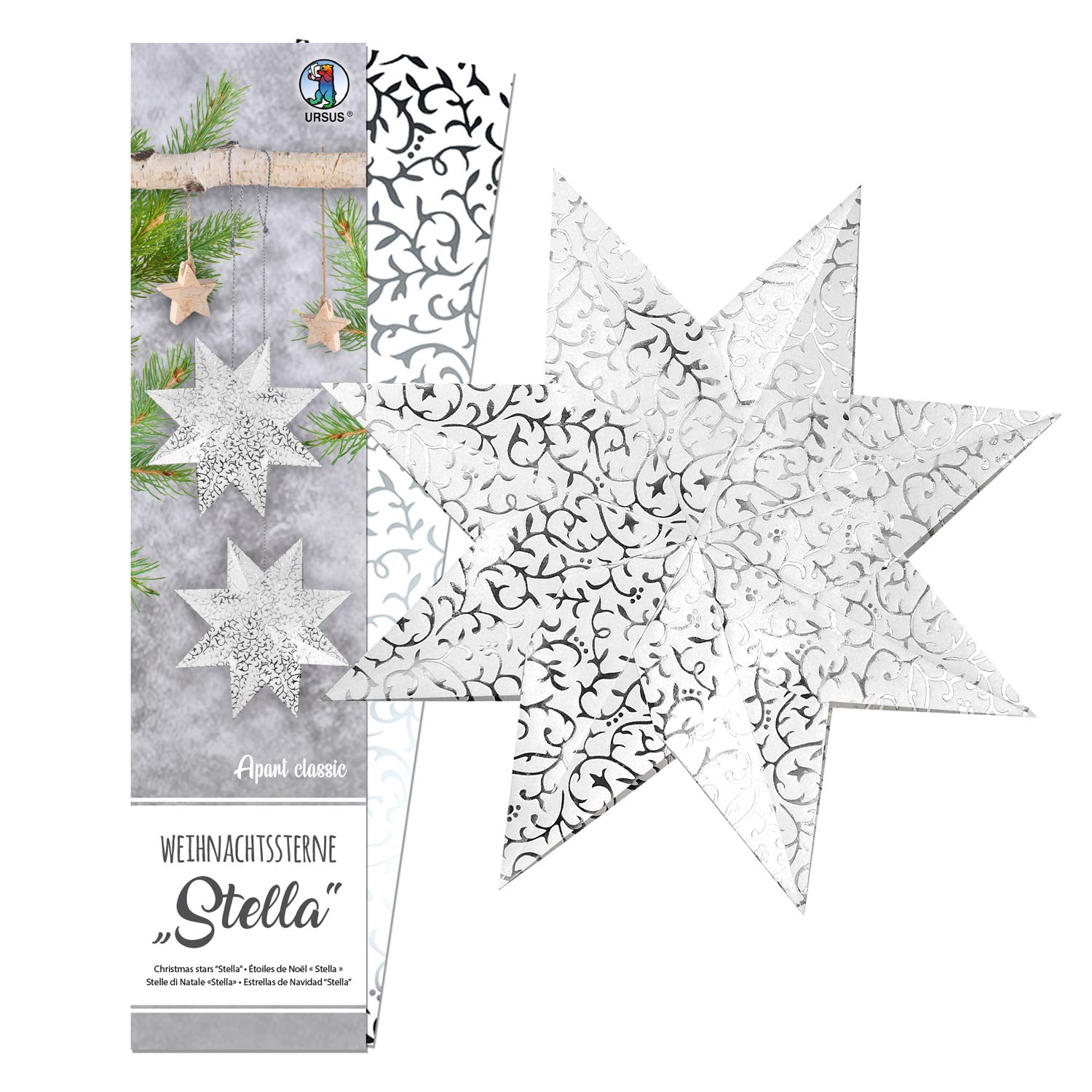 ursus-weihnachtsstern-stella-apart-classic-faltstern-set-wei-silber-folie image 2