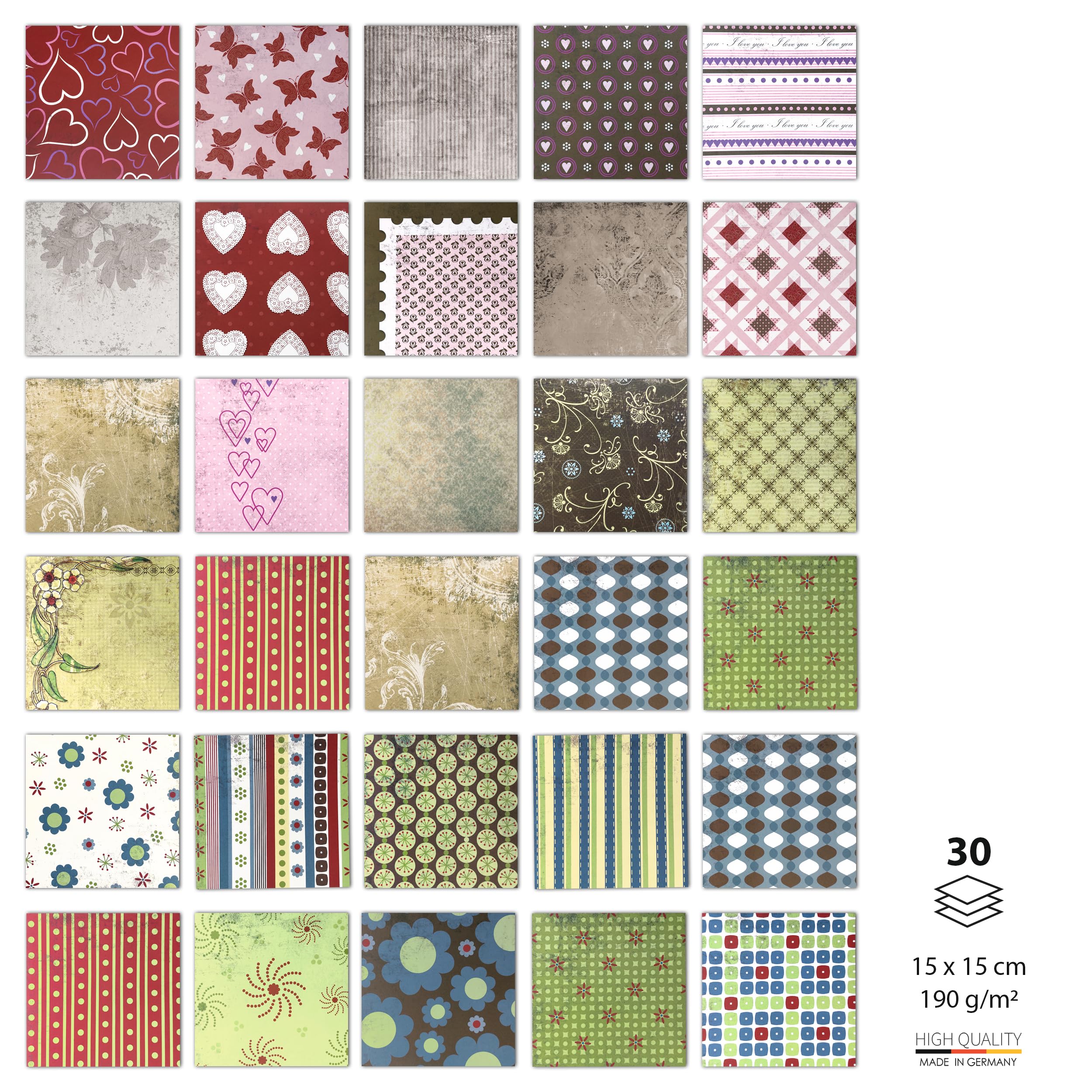 ursus-design-paper-pack-retro-4108-00-04-designpapier-15-x-15-cm-30-blatt-190-g- image 3