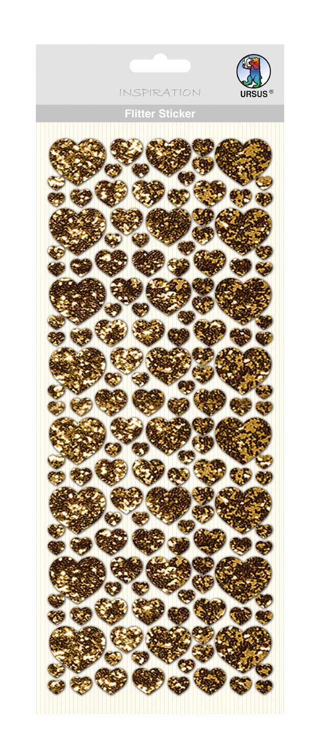 ursus-59490001-flitter-sticker-herz-gold-ca-12-x-29-cm-selbstklebende-herz-aufkl image 1