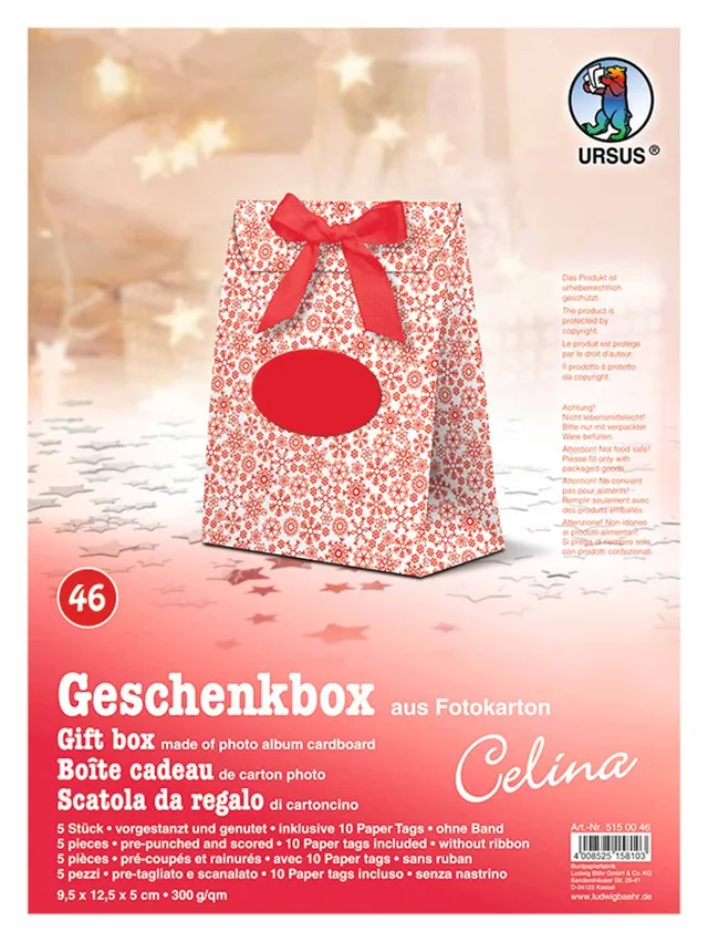 ursus-geschenkbox-celina-schneestern-rot-5-boxen-aus-fotokarton-300-g-qm-mit-pap image 1
