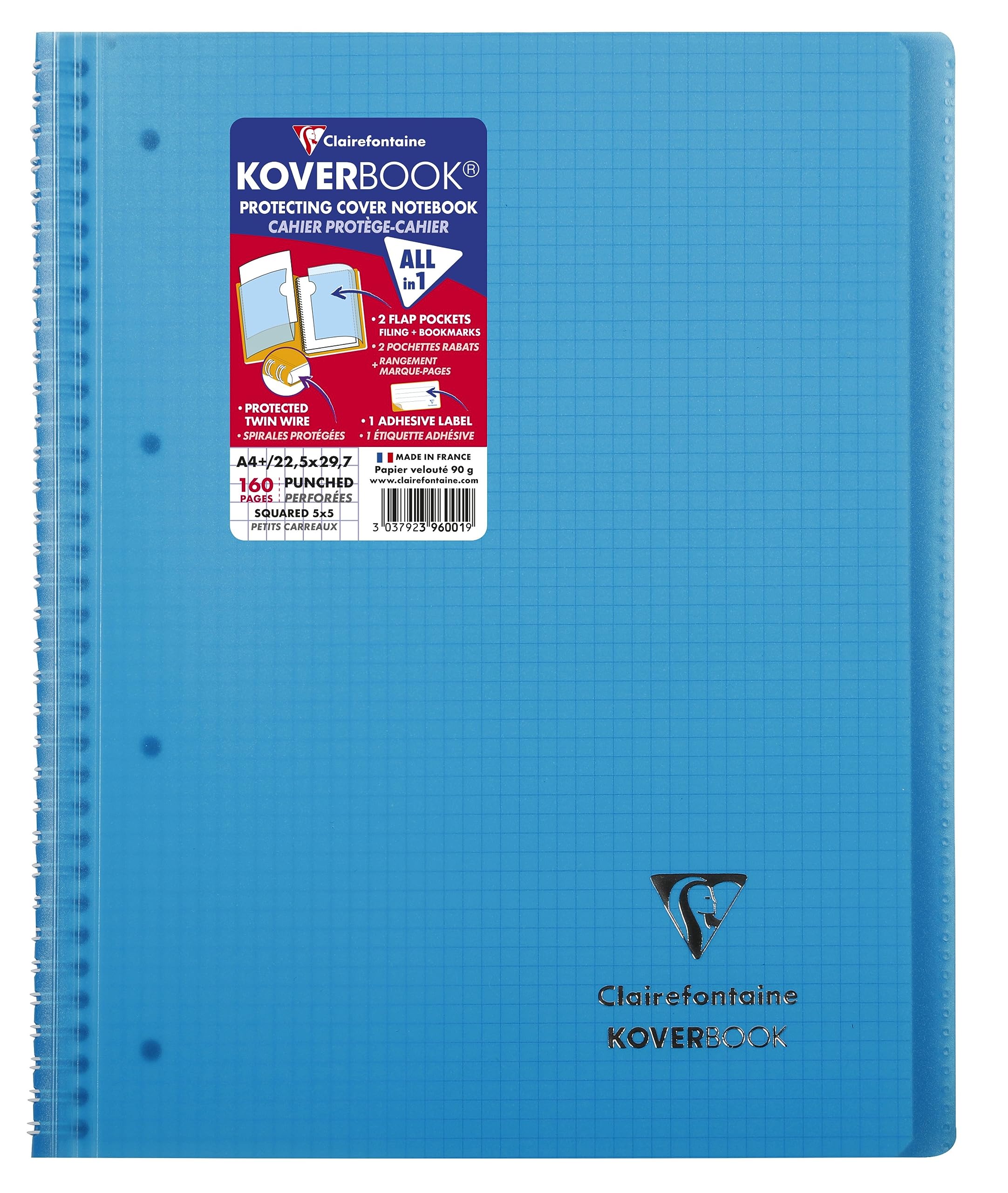clairefontaine-koverbook-collegeblock-din-a4-kariert-80-blatt-90g-mit-pp-einband image 2