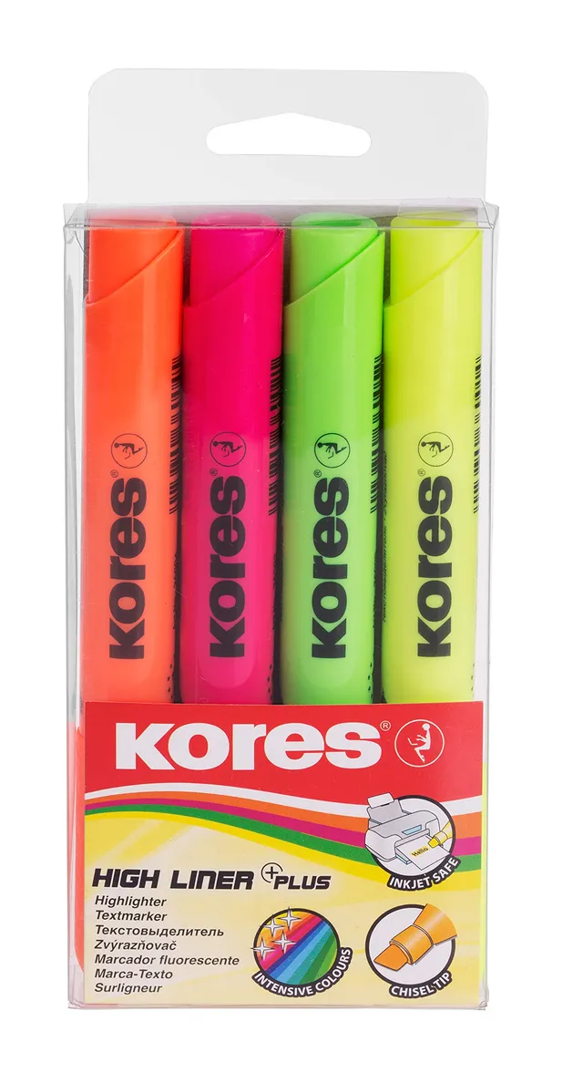 kores-high-liner-plus-textmarker-set-4-farben-keilspitze-wasserbasiert image 1