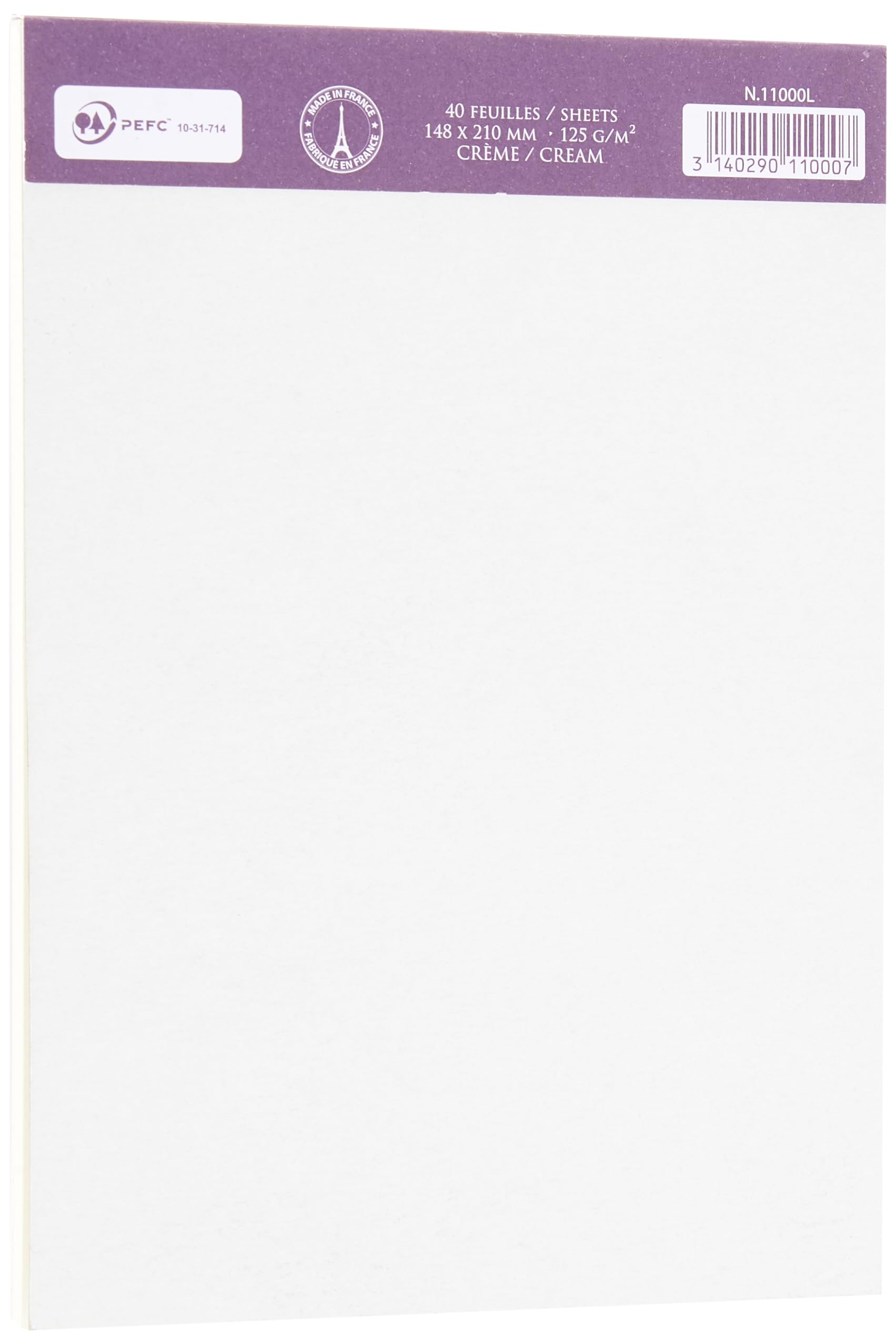 clairefontaine-lalo-11000l-schreibblock-v-lin-de-france-din-a5-125-g-creme-40-bl image 3