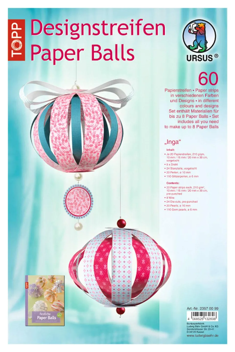 ursus-designstreifen-paper-balls-inga-set-f-r-8-kugeln-ca-10-cm image 1