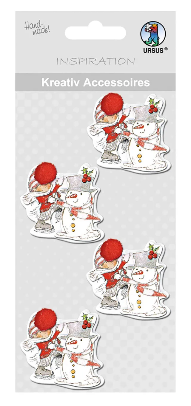 ursus-kreativ-accessoires-wichtel-und-schneemann-4-selbstklebe-deko-elemente-f-r image 1