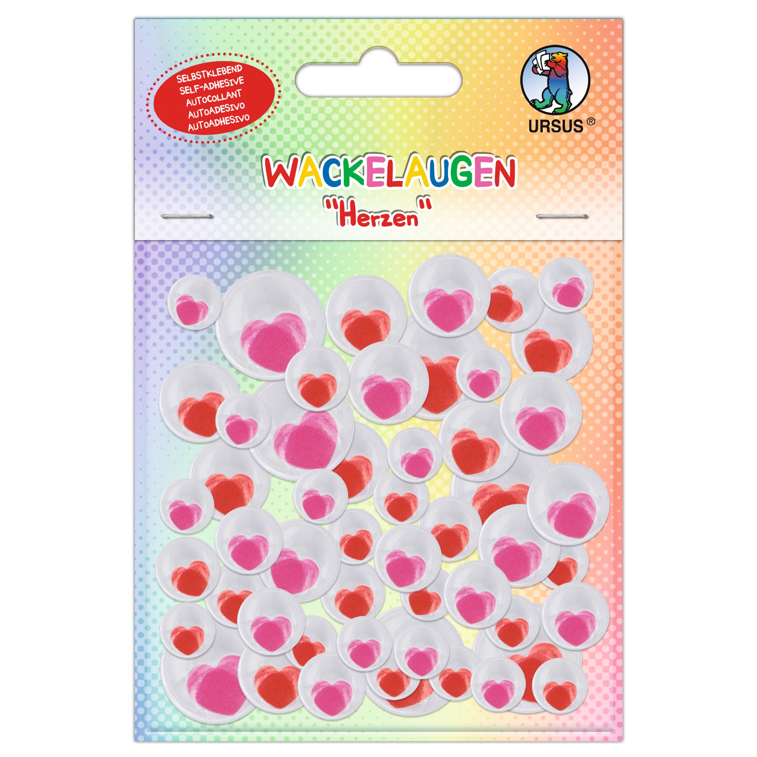 ursus-8530001-wackelaugen-herzen-selbstklebend-52-st-ck-10-20-mm image 1