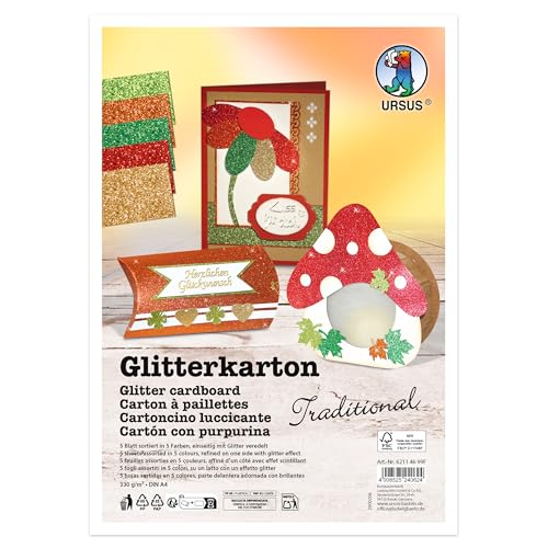 ursus-glitterkarton-traditional-6211-46-99f-din-a4-330-g-m-5-blatt-5-farben image 5